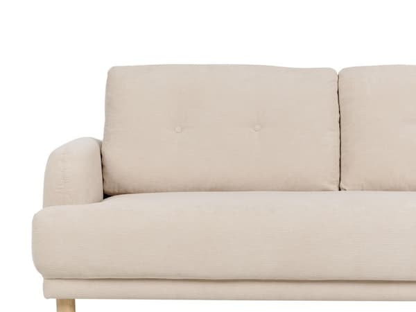 3-seters Sofa Beige Kordfløyel Treben Loveseat Sofa Retro Minimalistisk Stuemøbler