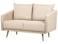 Miniatyrbilde 5 av 11: Sofa Beige Fløyel 2 Seter Ryggstøttet Sete Metall Gyllene Ben Retro Glam