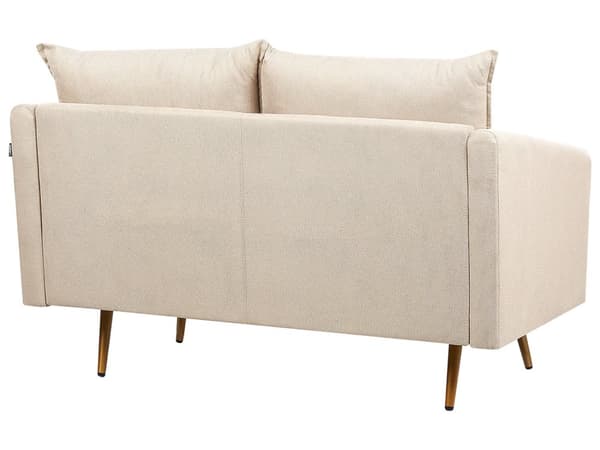 Sofa Beige Fløyel 2 Seter Ryggstøttet Sete Metall Gyllene Ben Retro Glam