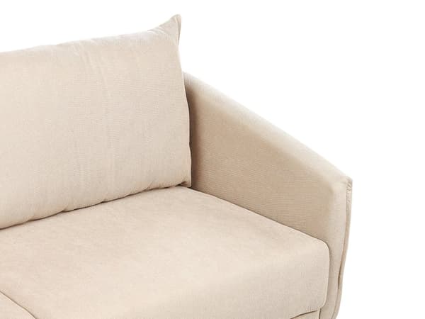 Sofa Beige Fløyel 2 Seter Ryggstøttet Sete Metall Gyllene Ben Retro Glam