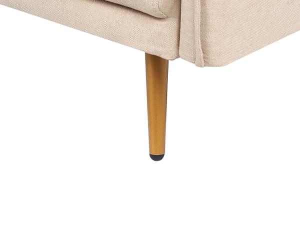 Sofa Beige Fløyel 2 Seter Ryggstøttet Sete Metall Gyllene Ben Retro Glam