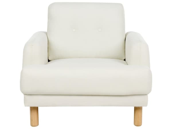 Sofagruppe 3-seters Sofa Lenestol Off-White Polyester Stoff Treben Loveseat Retro Minimalistisk Stue Møbler