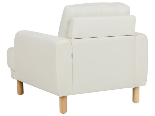 Sofagruppe 3-seters Sofa Lenestol Off-White Polyester Stoff Treben Loveseat Retro Minimalistisk Stue Møbler