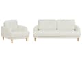 Miniatyrbilde 1 av 11: Sofagruppe 3-seters Sofa Lenestol Off-White Polyester Stoff Treben Loveseat Retro Minimalistisk Stue Møbler