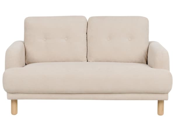Sofa Beige Fløjl 2 Personers Tyk Polstret Dyb Blød Stofsofa til Stuen Vintage Retro Inspiration Stue Møbel Moderne Fløjlsofa