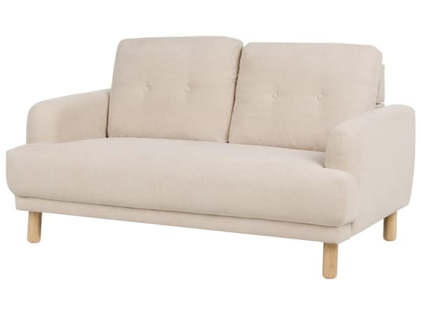 Sofa Beige Fløjl 2 Personers Tyk Polstret Dyb Blød Stofsofa til Stuen Vintage Retro Inspiration Stue Møbel Moderne Fløjlsofa