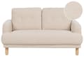 Miniatyrbillede 1 af 11: Sofa Beige Fløjl 2 Personers Tyk Polstret Dyb Blød Stofsofa til Stuen Vintage Retro Inspiration Stue Møbel Moderne Fløjlsofa
