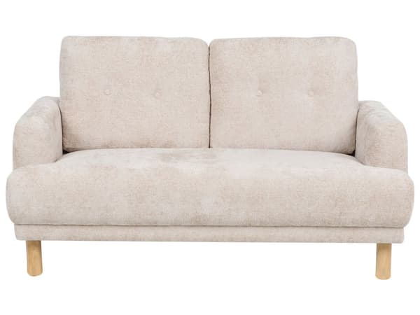Sofa Beige Boucle 2 Personers Tyk Polstret Dyb Blød Stofsofa til Stuen Vintage Retro Inspiration Stue Møbel Moderne