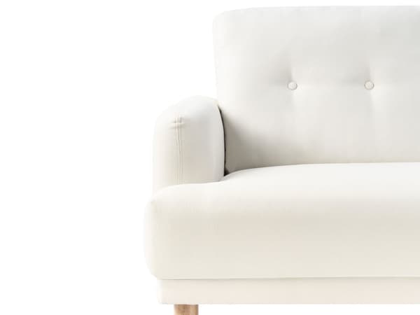 Sofa Off White Polyester 2 Personers Tyk Polstret Dyb Blød Stofsofa til Stuen Vintage Retro Inspiration Stue Møbel Moderne