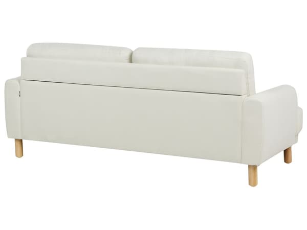 Sofa Off White Polyester 3 Personers Tyk Polstret Dyb Blød Stofsofa til Stuen Vintage Retro Inspiration Stue Møbel Moderne