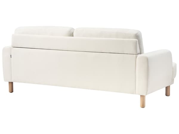 Sofa Off White Polyester 3 Personers Tyk Polstret Dyb Blød Stofsofa til Stuen Vintage Retro Inspiration Stue Møbel Moderne