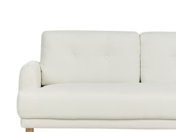 Sofa Off White Polyester 3 Personers Tyk Polstret Dyb Blød Stofsofa til Stuen Vintage Retro Inspiration Stue Møbel Moderne