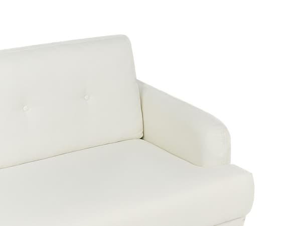 Sofa Off White Polyester 3 Personers Tyk Polstret Dyb Blød Stofsofa til Stuen Vintage Retro Inspiration Stue Møbel Moderne