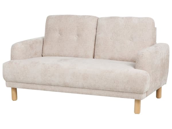 Soffa 2-sits Beige Bouclétyg Träben Loveseat Retro Minimalistiska Vardagsrumsmöbler