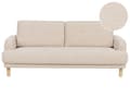 Miniatyrbild 1 av 11: Soffa 3-sits Beige Manchestertyg Träben Loveseat Retro Minimalistiska Vardagsrumsmöbler