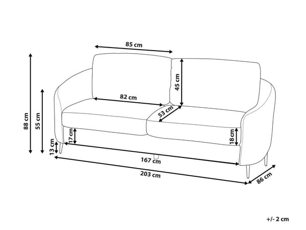 Soffa Ljusbeige Tygklädsel Guldben 3-sits Retro