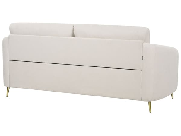 Soffa Ljusbeige Tygklädsel Guldben 3-sits Retro