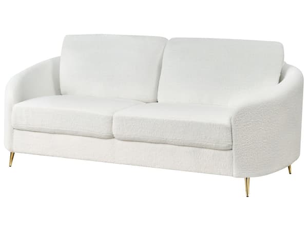 Soffa Vit Boucléklädsel Guldben 3-sits Retro
