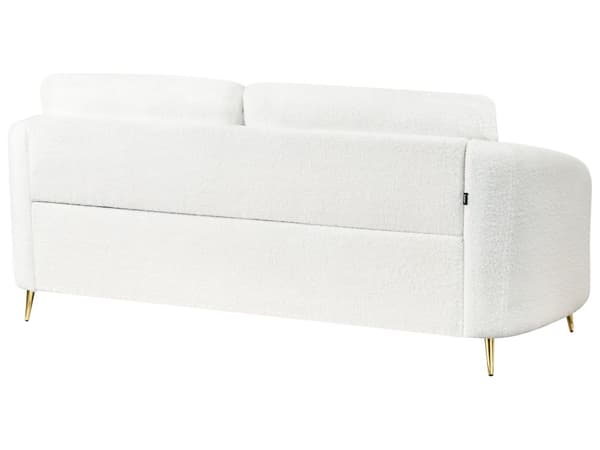 Soffa Vit Boucléklädsel Guldben 3-sits Retro