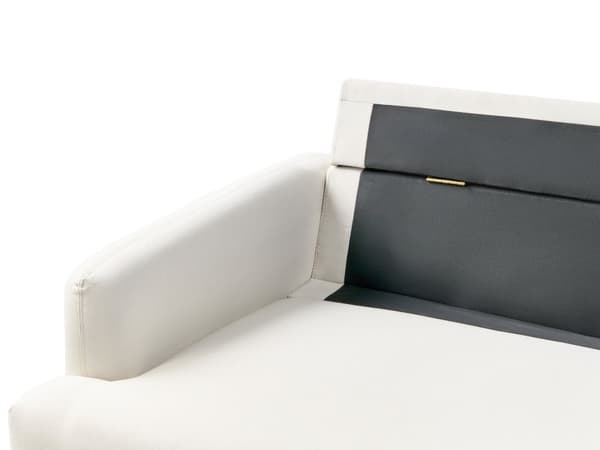 Soffa 3-sits Off-White Polyestertyg Träben Loveseat Retro Minimalistiska Vardagsrumsmöbler