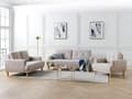 Miniatyrbild 4 av 11: Soffa 3-sits Taupe Polyestertyg Träben Loveseat Retro Minimalistiska Vardagsrumsmöbler