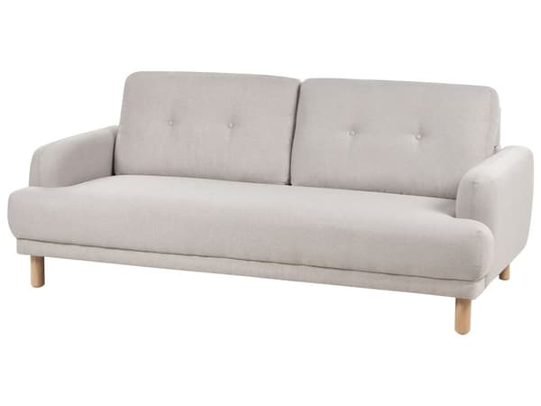 Soffa 3-sits Taupe Polyestertyg Träben Loveseat Retro Minimalistiska Vardagsrumsmöbler