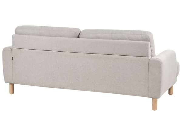 Soffa 3-sits Taupe Polyestertyg Träben Loveseat Retro Minimalistiska Vardagsrumsmöbler