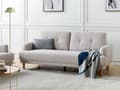 Miniatyrbild 2 av 11: Soffa 3-sits Taupe Polyestertyg Träben Loveseat Retro Minimalistiska Vardagsrumsmöbler