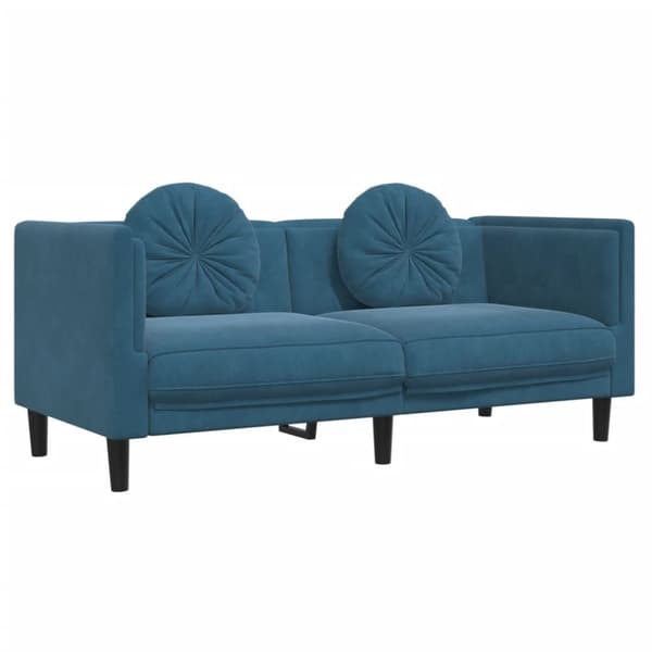 vidaXL sofasæt 2 dele med puder velour blå