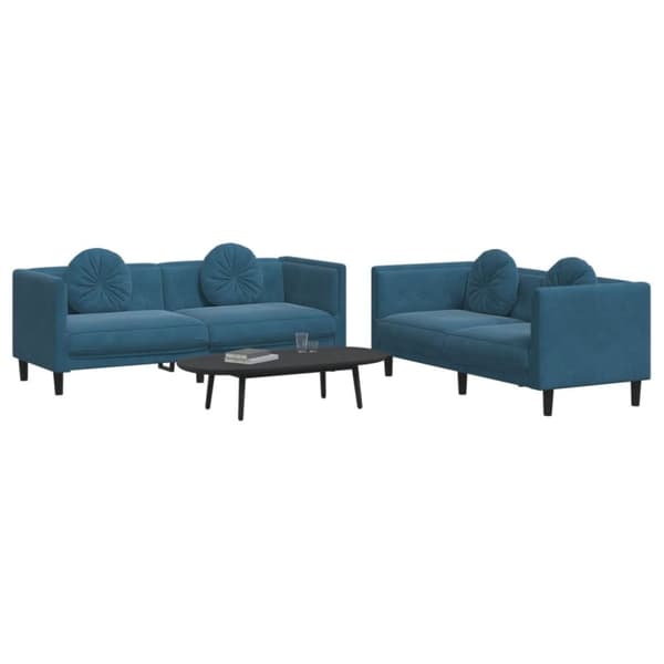 vidaXL sofasæt 2 dele med puder velour blå