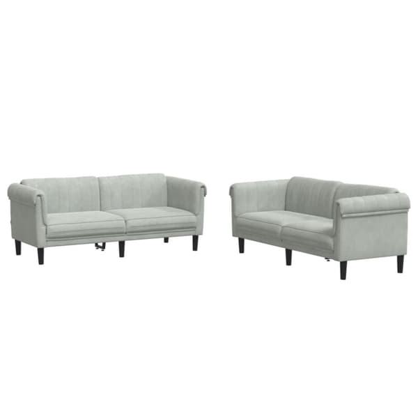 vidaXL sofasæt 2 dele velour lysegrå