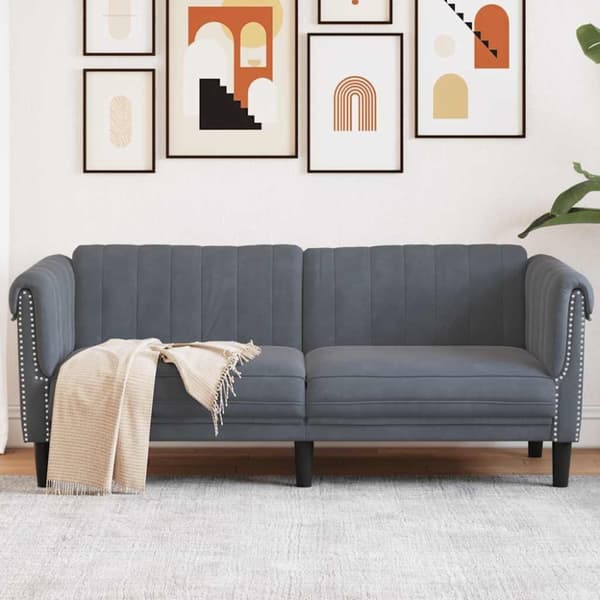 vidaXL Soffa 2-sits mörkgrå sammet