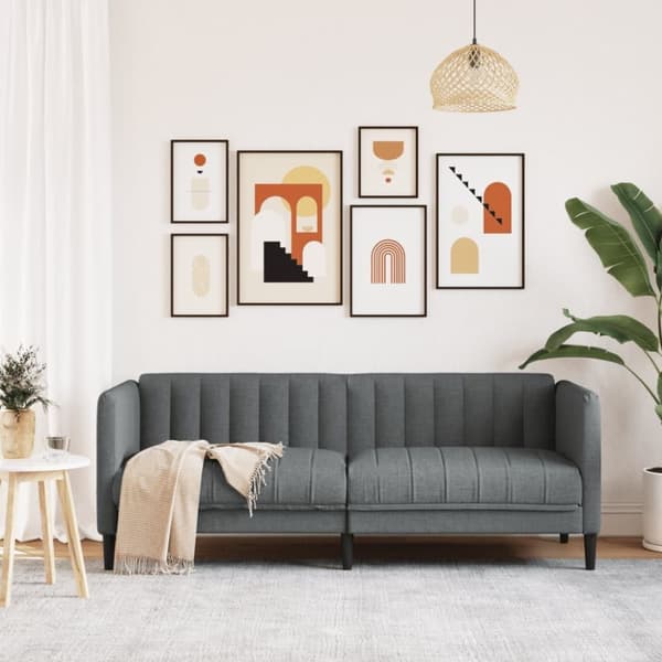 vidaXL Soffa 2-sits mörkgrå tyg