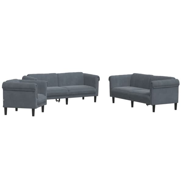 vidaXL sofasæt 3 dele velour mørkegrå