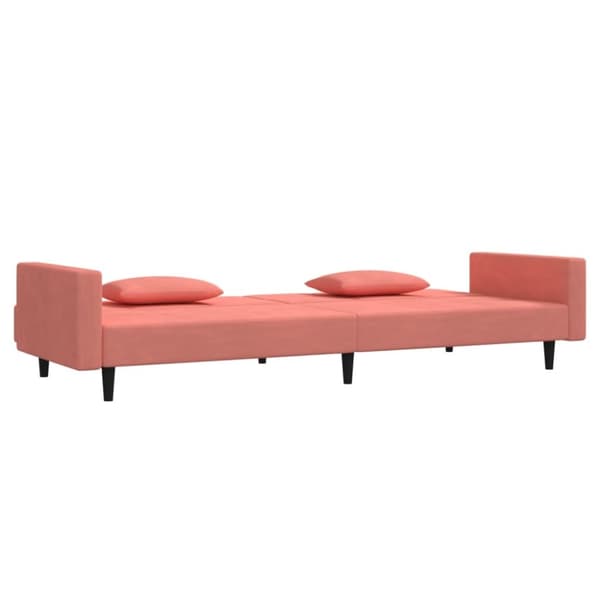 vidaXL Bäddsoffa 2-sits med två kuddar rosa sammet