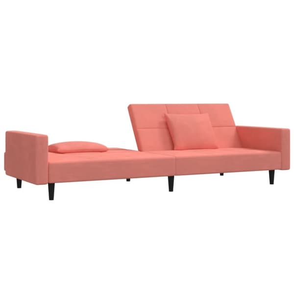 vidaXL Bäddsoffa 2-sits med två kuddar rosa sammet