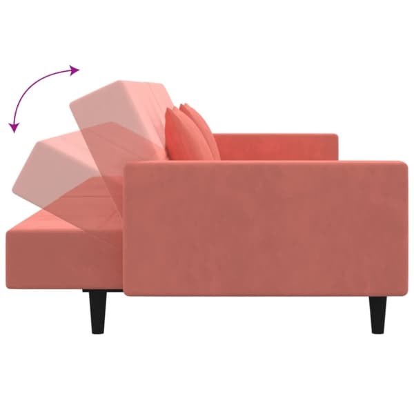 vidaXL Bäddsoffa 2-sits med två kuddar rosa sammet