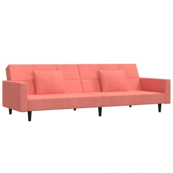 vidaXL Bäddsoffa 2-sits med två kuddar rosa sammet