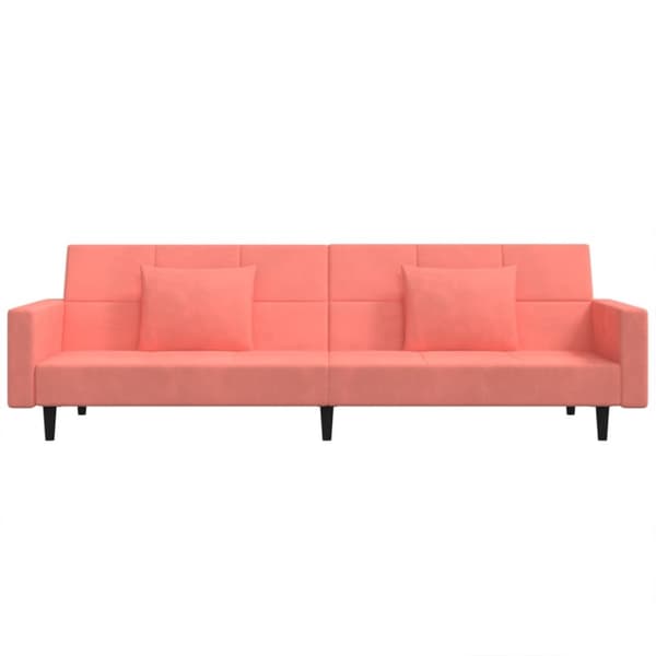 vidaXL 2-personers sovesofa med 2 puder fløjl lyserød