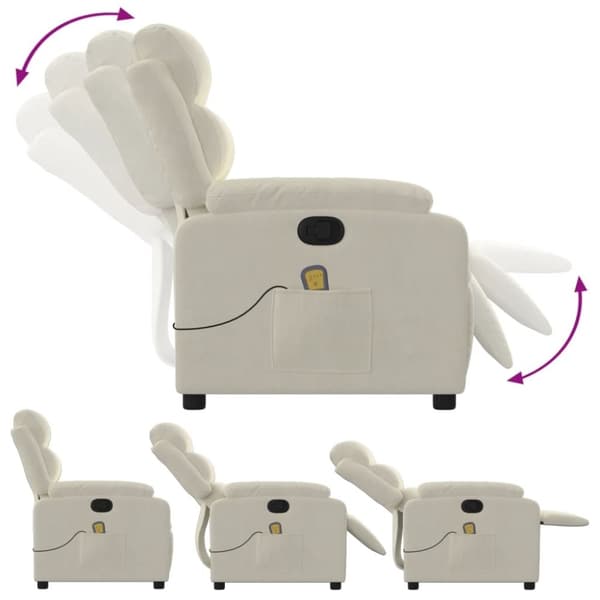 vidaXL Massagefåtölj gräddvit sammet