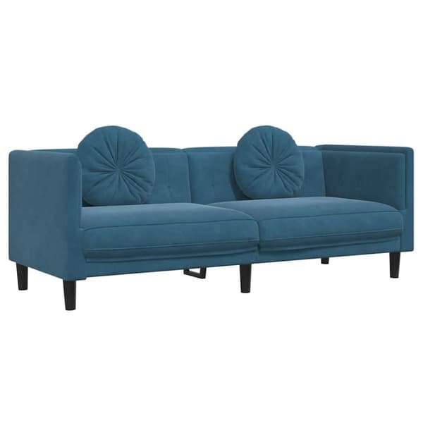 vidaXL 3-personers sofa med hynder velour blå
