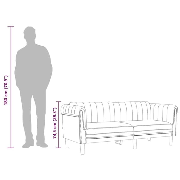 vidaXL Soffa 2-sits svart sammet