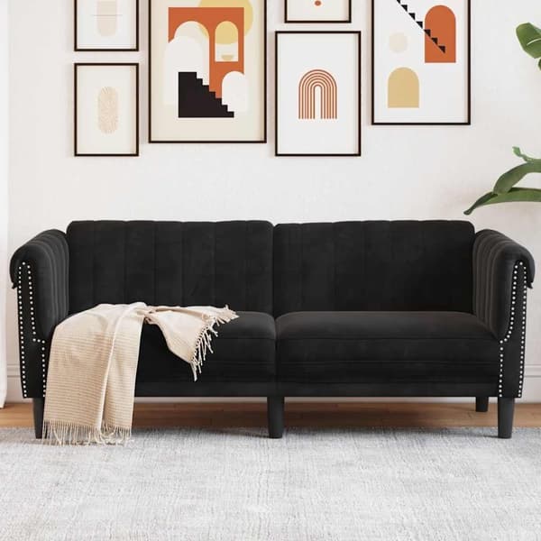 vidaXL Soffa 2-sits svart sammet