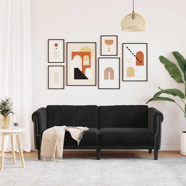 vidaXL 2-personers sofa velour sort