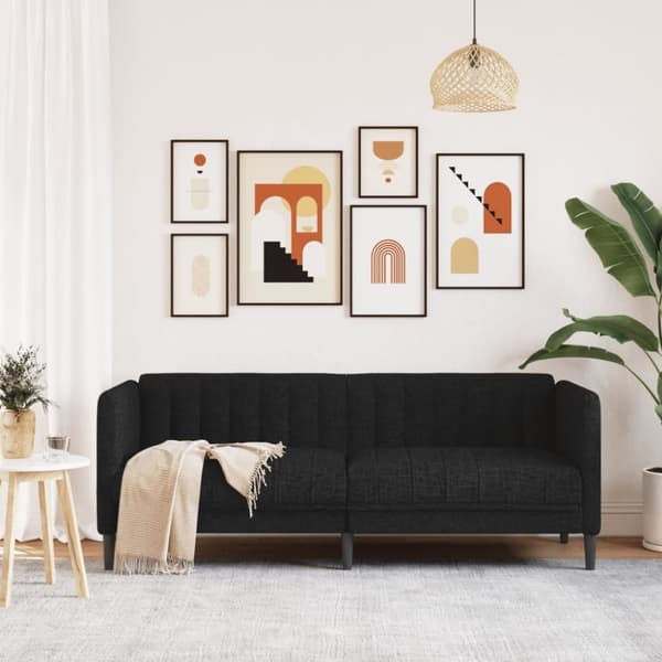 vidaXL Soffa 2-sits svart tyg