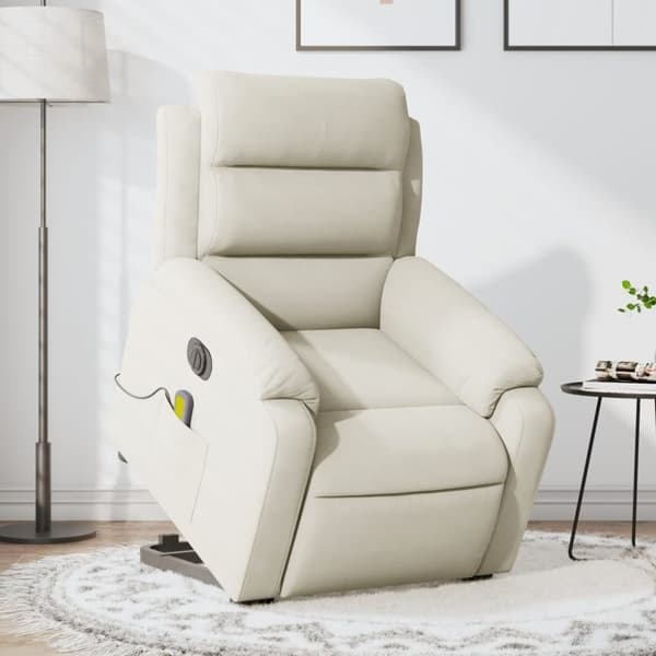 vidaXL massagestol med løftefunktion velour cremefarvet