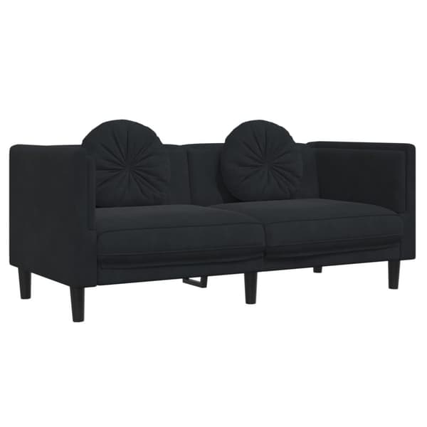 vidaXL sofasæt 2 dele med puder velour sort