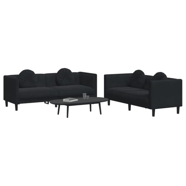 vidaXL sofasæt 2 dele med puder velour sort