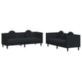 Miniatyrbillede 1 af 9: vidaXL sofasæt 2 dele med puder velour sort