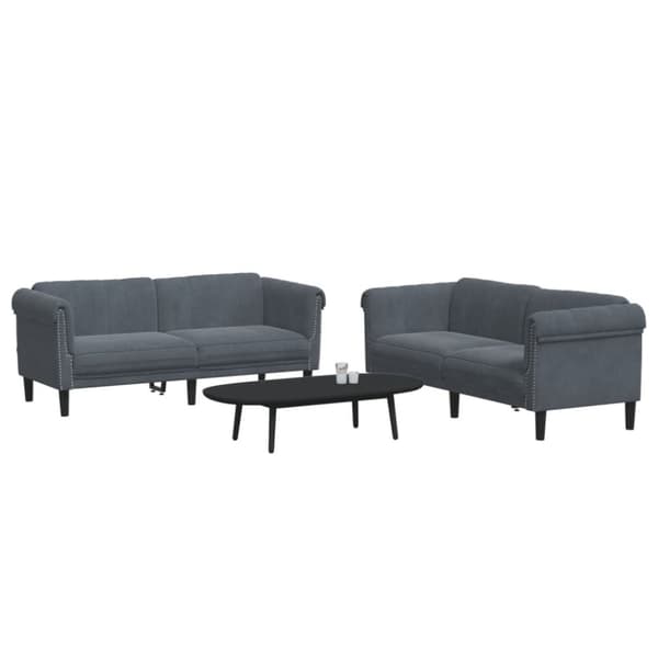 vidaXL sofasæt 2 dele velour mørkegrå